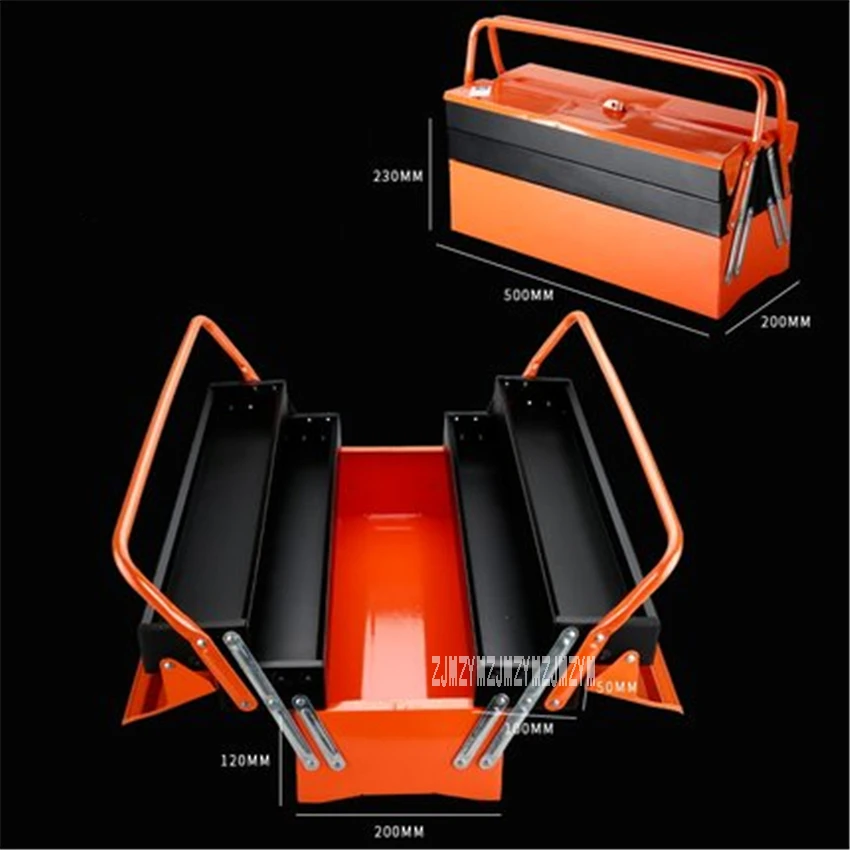 Huishoudelijke Draagbare Toolbox Drie-Layer Dikker Ijzeren Opbergdoos Vouwen Gereedschapskist Multifunctionele Onderhoud Hardware Toolbox