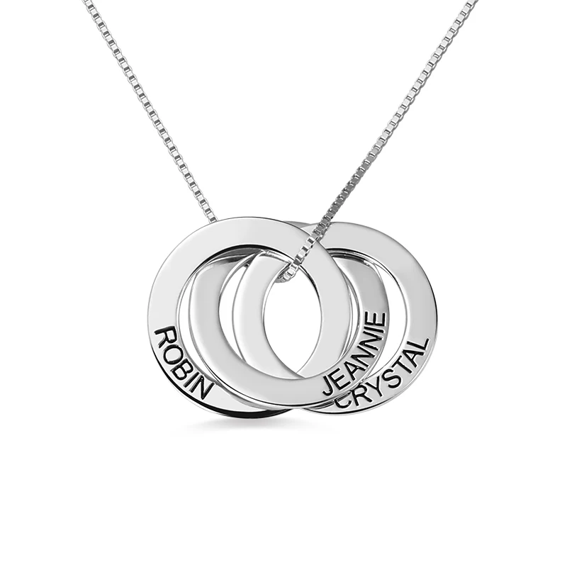 UONNEY Dropshipping Fashion Russian Ring Necklace with Your Name Personalized Silver 925 Jewelry Gift for Family Mother Birthday