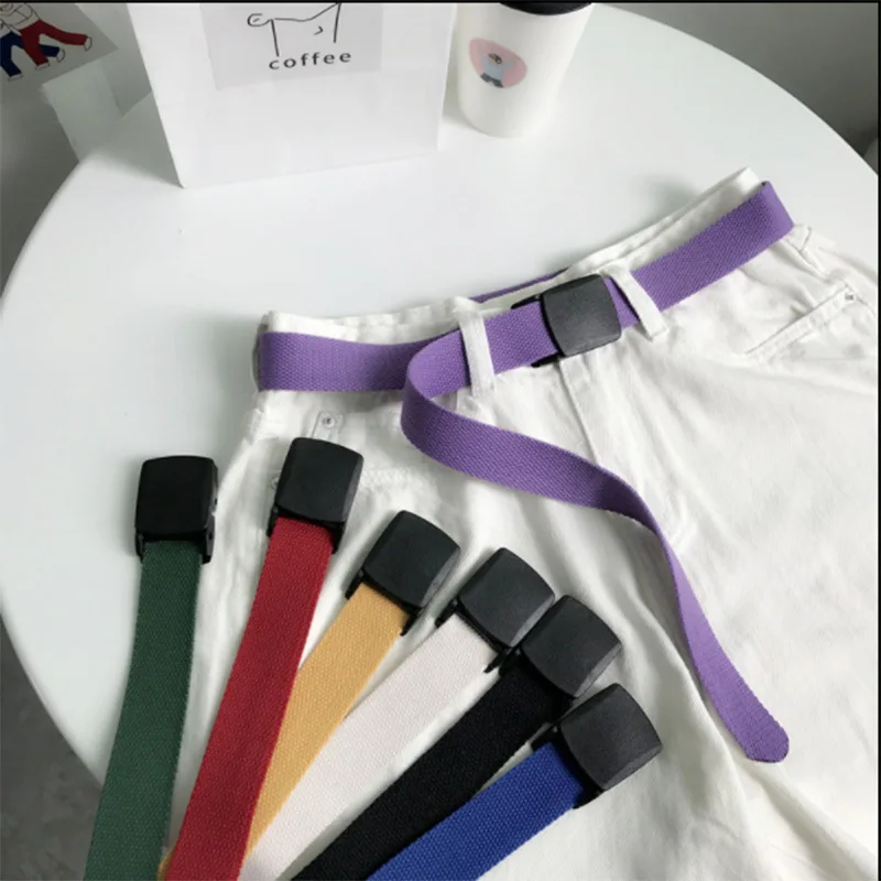 

Ремень женский, из парусины, с пластиковой пуговицей