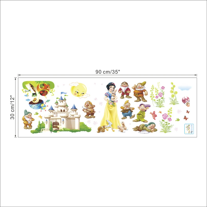 Snow White Princess & Dwarfs Castle Wall Stickers For Kids Room Bedroom Home Decorations Anime Mural Art Diy Girl\'s Movie Decal