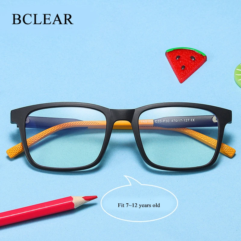 BCLEAR Anti Blue Light Kids Glasses Children Square TR90 Optical Frame Eyewear Boys Girls Computer Transparent Eyeglasses UV400