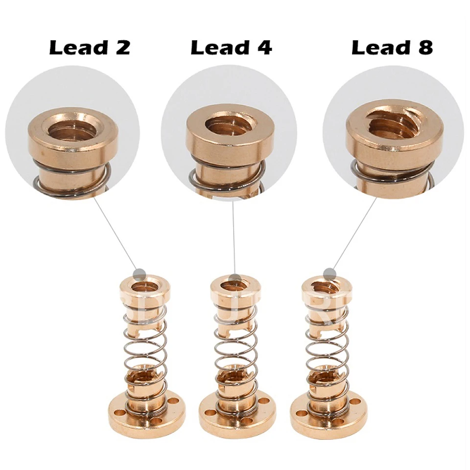 

3D Printer T8 Anti Backlash Nuts For Lead 2mm/4mm/8mm Acme Threaded Rod Eliminate the gap Spring Loaded DIY CNC Accessories