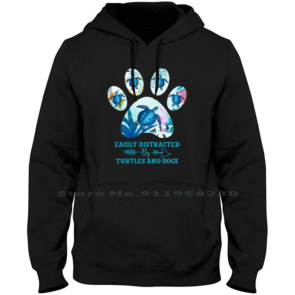 Easily Distracted By Turtles And Dogs Hoodie Sweater Cotton Animal Welfare Animal Love Sea Turtle Distracted Welfare Turtles