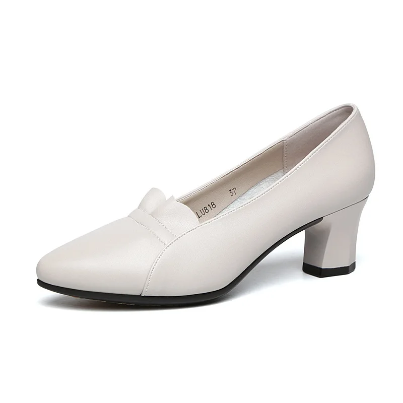 Women's Pumps Spring Autumn Women Pointed Toe Med Square High Heels Casual Office Work Shoes Female Party Wedding Shoes