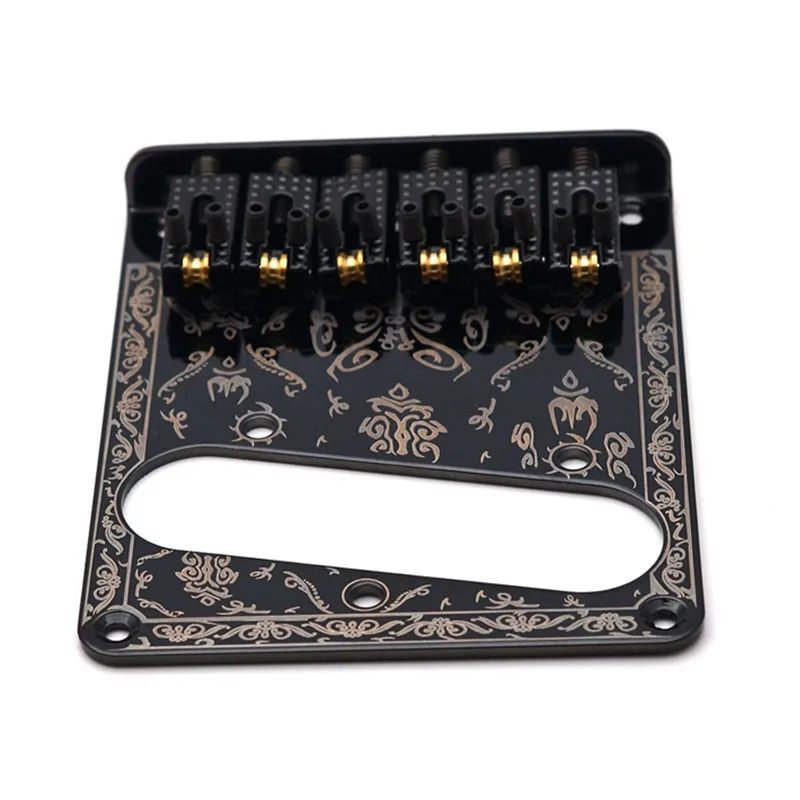 Ein Set mit 6 Saiten für E-Gitarrenbrücken, schwarzes Metall, goldener Kugelsattel, Gitarrenteile, Zubehör für Musikinstrumente – Detail 1