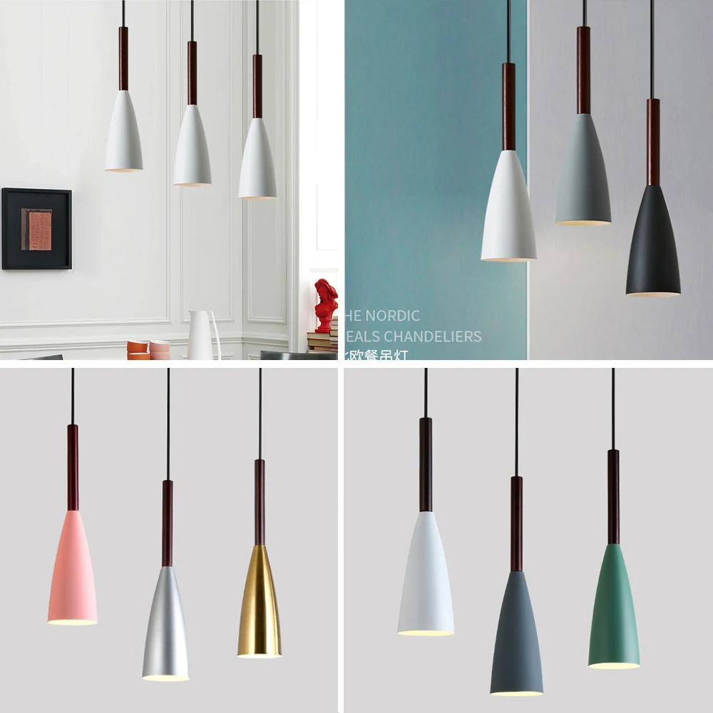 Lampes suspendues nordiques lampes suspendues modernes minimaliste lumière Simple lampe multicolore 3 têtes pour cuisine salle à manger café bar