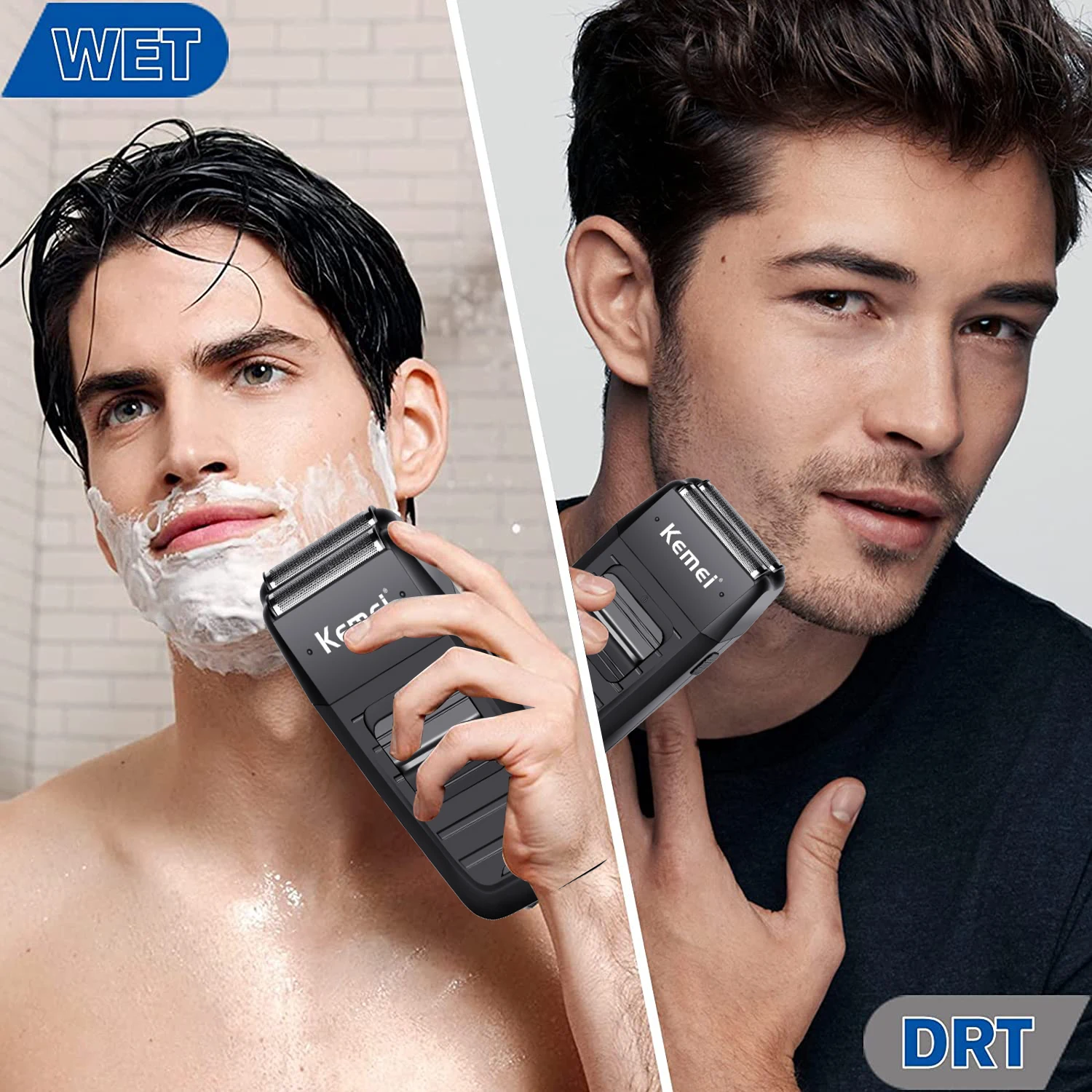 Kemei KM-1102 Rechargeable Sans Fil Rasoir pour Hommes Double Lame Alternative Barbe Rasoir Soins Du Visage Multifonction Bain Tondeuse