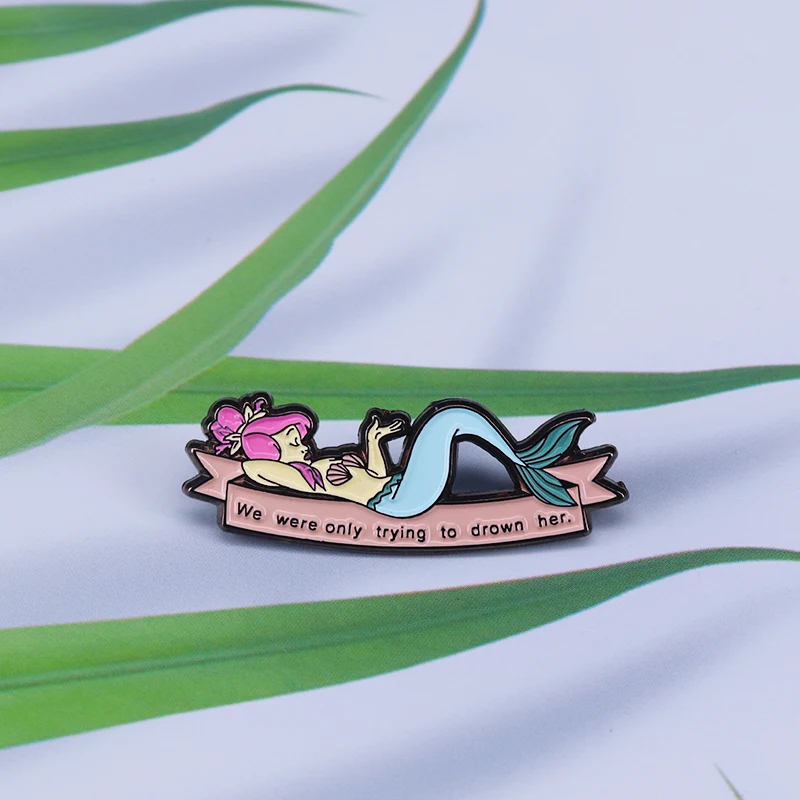 Peter Pan mermaid fantasy enamel pin drown mermaid brooch fairytale art gift