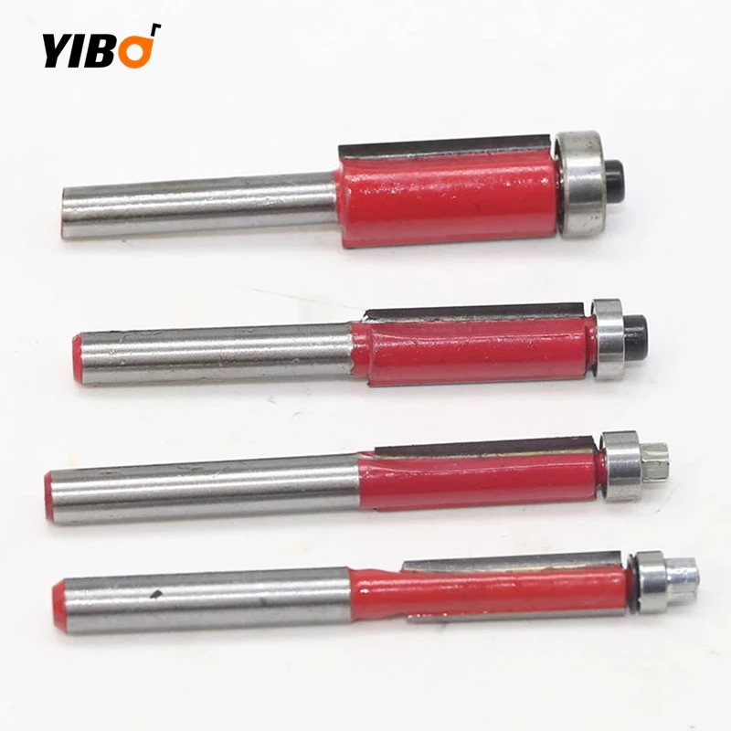 6.35/7.96/9.52/12.7mm Flush Trim Bit Set Router Bit 4PCS Bearing Cutting Edge 6mm(1/4") Shank