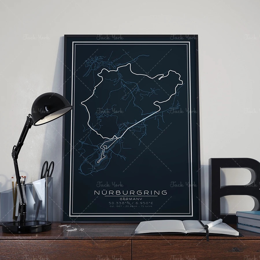 

Nürburgring Race Track Print. Green Hell Circuit silhouette white matte fine art paper, gift, poster, car print, birthday, wall