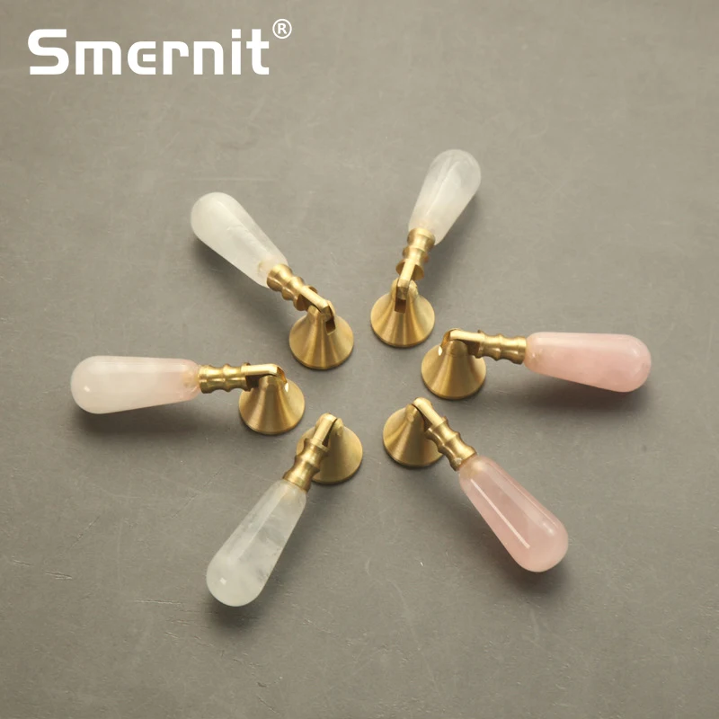 Natural Crystal Brass Handles Luxury Furniture Handles for Cabinets and Drawers Door Knobs Kitchen Cupboard Wardrobe Pulls