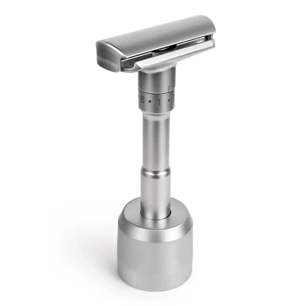 QSHAVE Razor Solo Stand/Base Brushed Aluminum Alloy Adjustable Safety Razor Stand (Razor not Included)