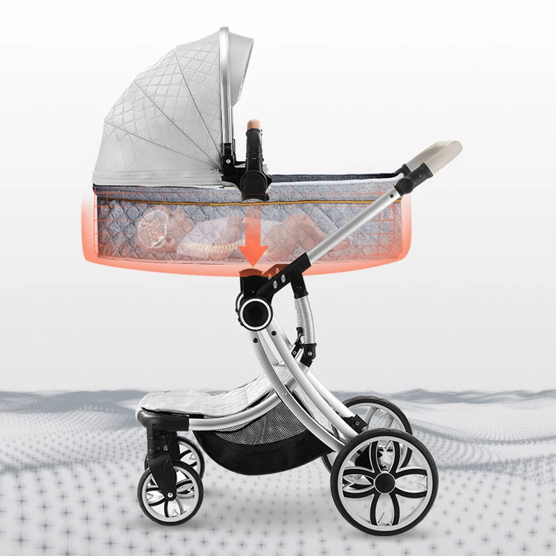 Portable Baby Stroller Folding High Landscape Newborn Baby Carriage 2 In 1 Infant Travel Pram