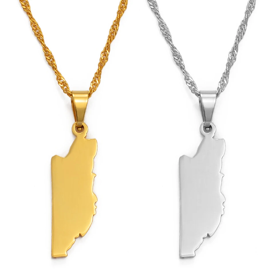 Anniyoc Belize Map Pendant & Necklaces for Women Silver Color/Gold Color Charm Belize's Maps Jewelry Patriotic s #023421