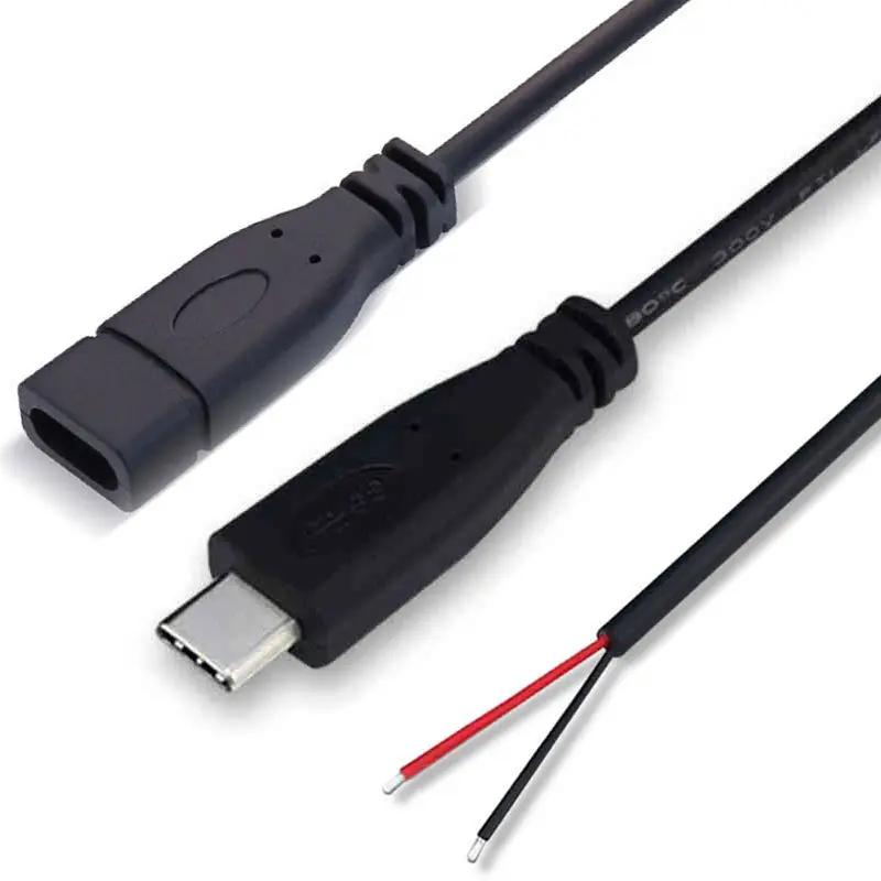 Cable USB 2,0 de 2 pines y 4 pines, conector macho y hembra tipo C, tipo de soldadura de extensión, USB-C, reparación de bricolaje, cargador, para Huawei y Xiaomi