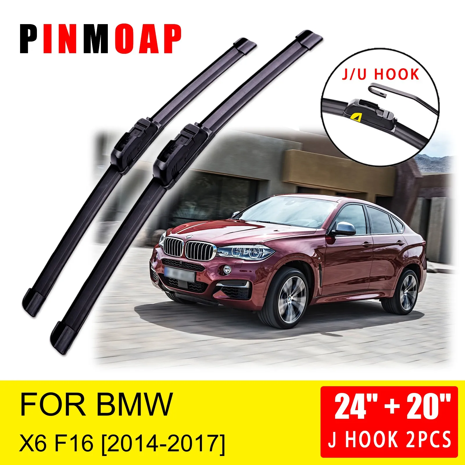 

For BMW X6 F16 2014 2015 2016 2017 Front Wiper Blades Brushes Cutter Accessories U J Hook