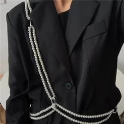 2021 new pearl waist chain fashion pearl Body Harness Chain temperament elegant shirt suit belt female decorative diagonal