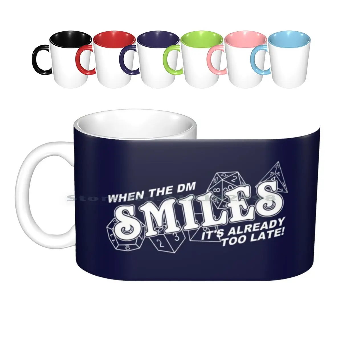 When The Dm Smiles White Ceramic Mugs Coffee Cups Milk Tea Mug D D Dice Geek Nerd Gamer Gaming 70s 80s Retro Classic Master D D