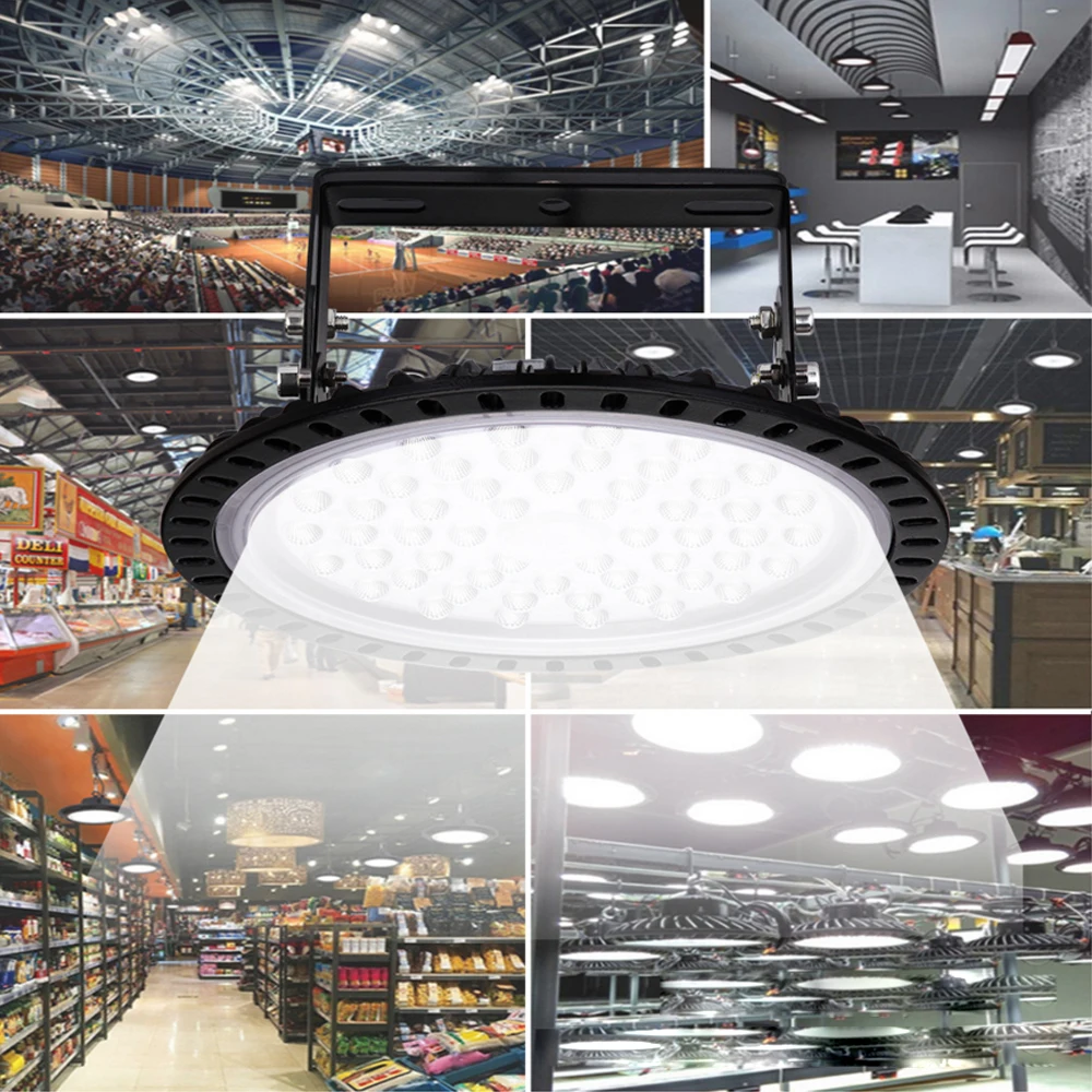 Workshop Light IP65 Waterproof Led High Bay Light Industrial Lamp Floodlight UFO Garage Warehouse Stadium Lights 50W 100W 200W