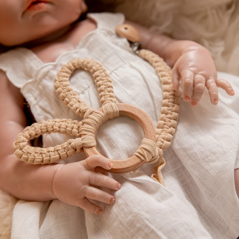 아기 침대 벨, 아기 장난감, Teether, 나무 토끼 딸랑이, 젖꼭지 체인, 모바일 유모차, 맞춤형 씹을 수 있는 너도밤나무 뮤지컬, 신생아 완구, 2 개