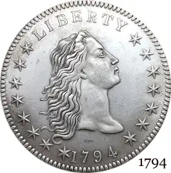 United States Of America Coin 1794 Liberty Flowing Hair One Dollar Cupronickel Silver Plated Copy Coins