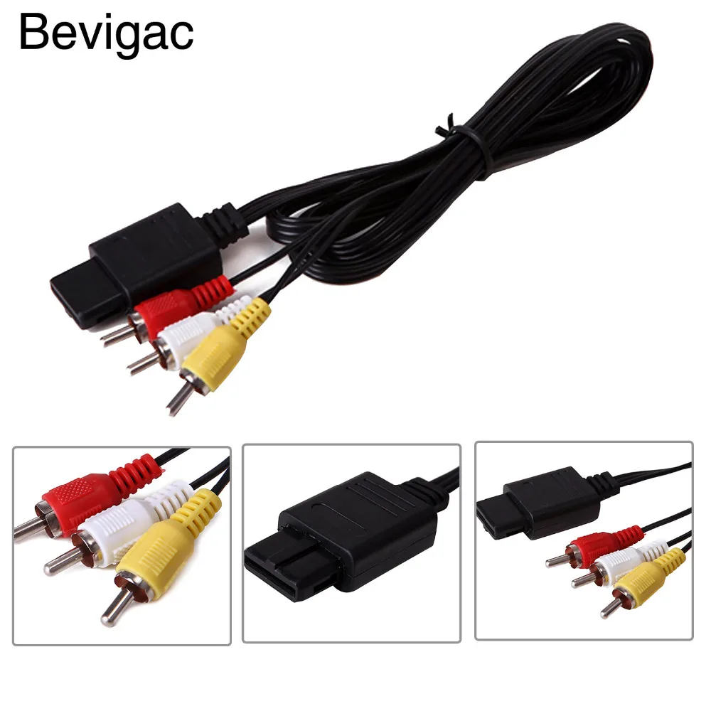 

Besegad 1.8M TV RCA AV Audio Video Stereo Cord Cable For SNES Super Nintendo Nintend GC Video Game cube N64 N 64 Consoles Gadget