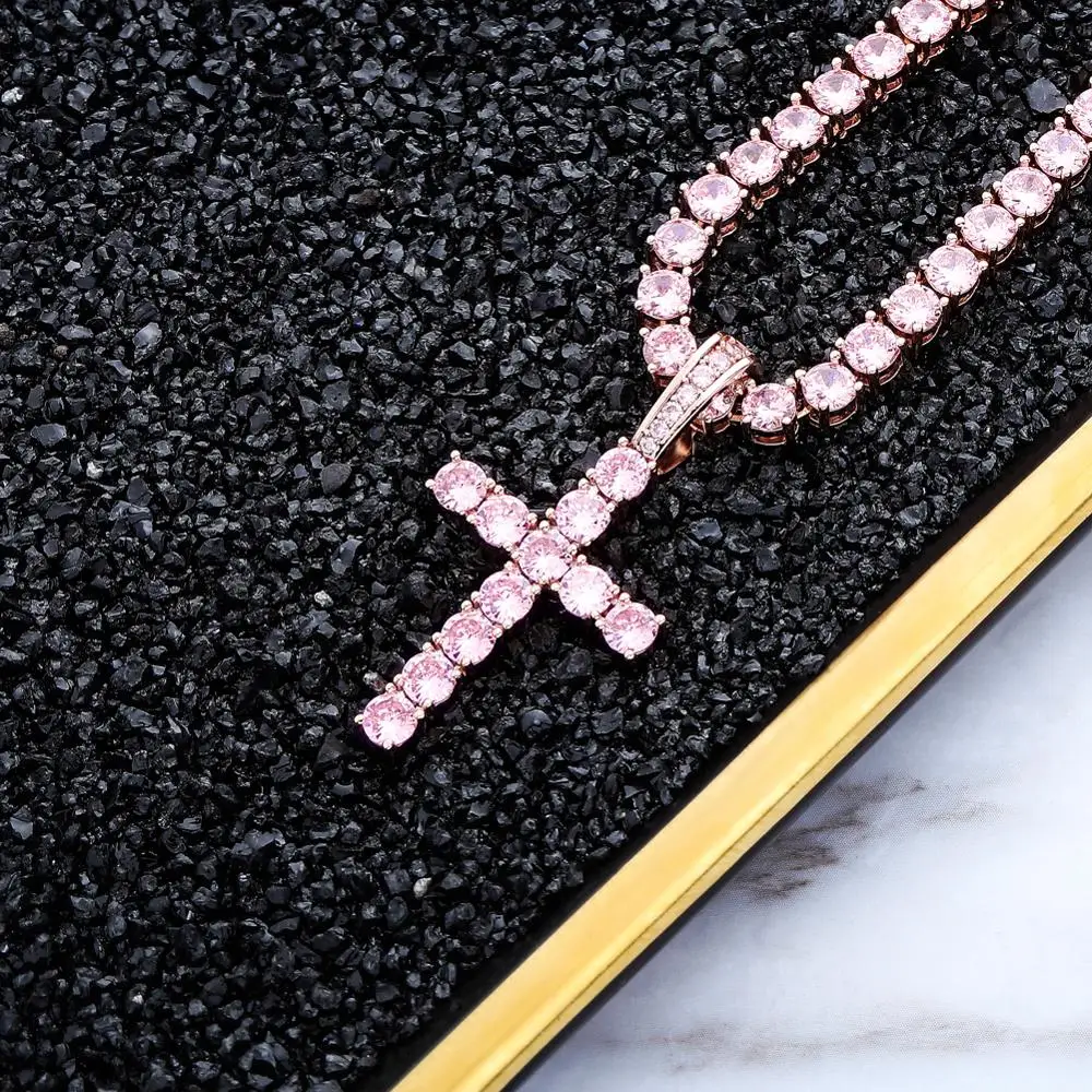 TOPGRILLZ Hip Hop Pico Harvey Cross Pendant Necklaces Micro Pave AAAA+ CZ Necklace 18\'\' 20\'\' 24\