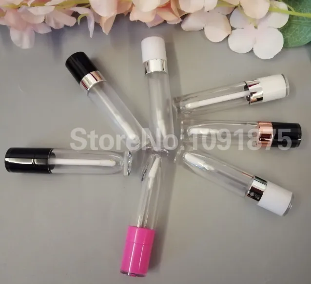 

50pcs 5Ml 6ML Lipgloss Tube Round Pink White Black Empty Cosmetic Lipgloss Containers DIY Lip Gloss Tubes with Clear White Wands