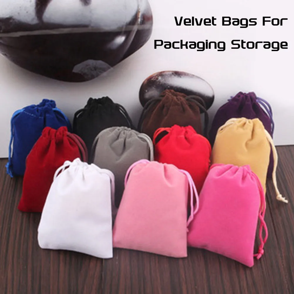 Large Stock Cheap Velvet Bags For Fashion Jewelry Toys Cosmetic Clothes Packaging Storage Custom Jewelry Gift Bag Pouches 1pcs