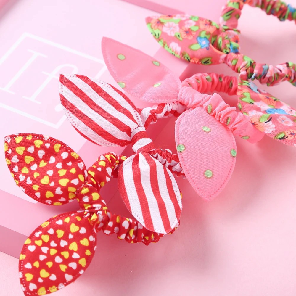 10 Pcs Bunny Ears Bows Elastic Hair Bands For Children Baby Girls Rubber Headband Set Scrunchies Kids Cute Hair Accessories 2020