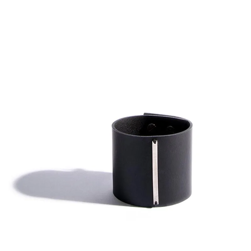 Newest Black Genuine Leather Bracelet for women Punk Simple Blank Design Amazing Width Warp Bracelet Homme Jewelry