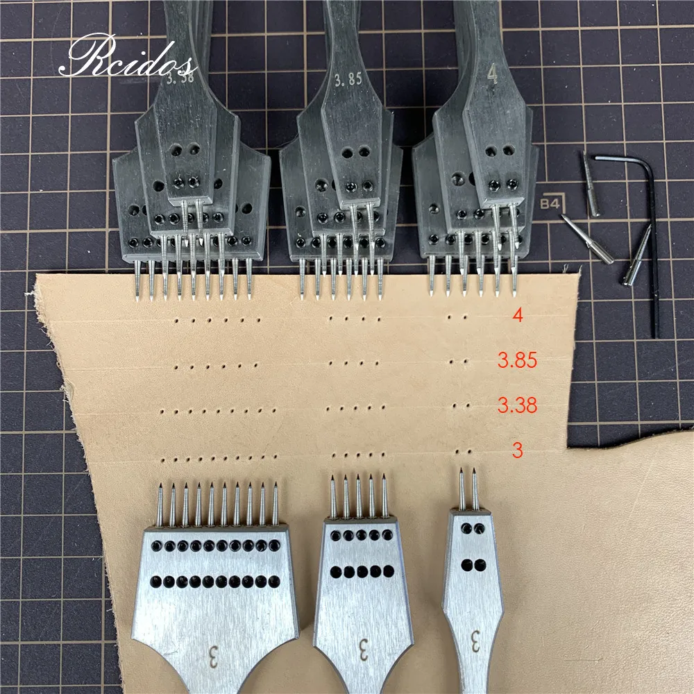 RCIDOS Interchangeable Round Hole Puncher,Manual Stitching hole Punching tools,Combined Stitch hole cutter,Dis 3/3.38/3.85/4mm