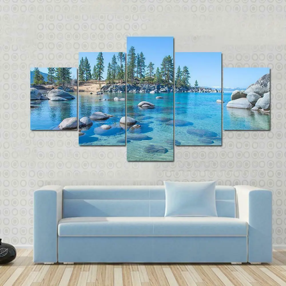 

Tahoe Lake Sea Shore Landscape 5 Pcs Canvas Wall Art Painting Home Decor Cuadros