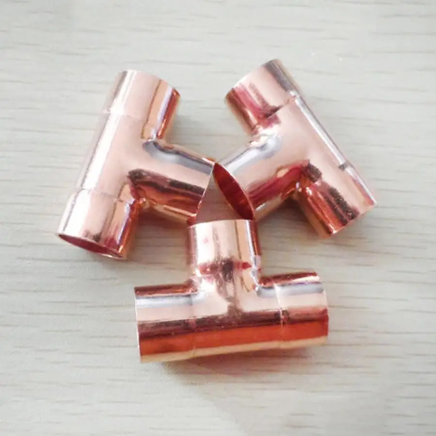 

16mm Inner Dia x1.2mm Thickness Copper Equal Tee Socket Weld End Feed Coupler Plumbing Fitting Water Gas Oil