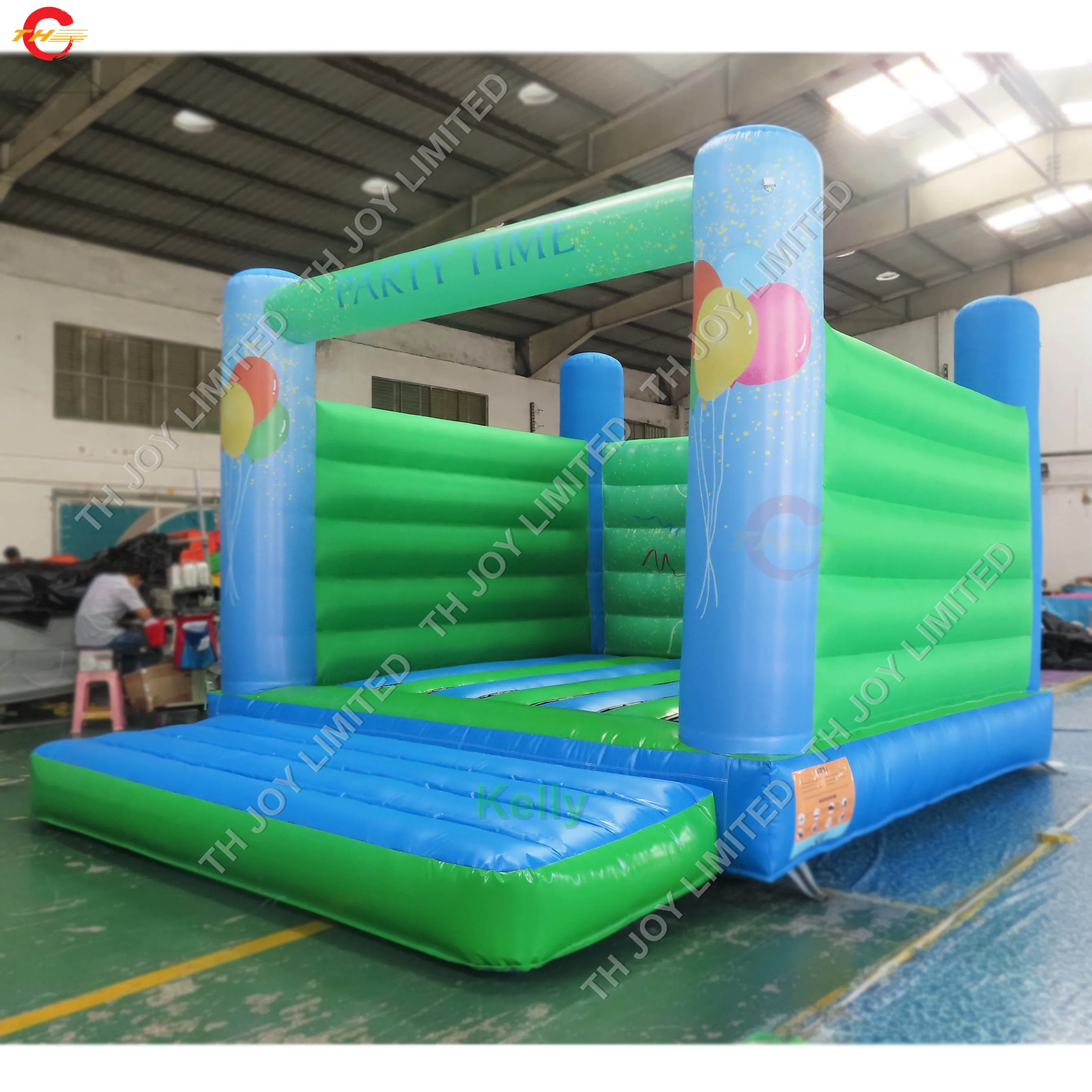 

4x4m/5x4m Blue Inflatable Bouncer Commercial Air Jumper Bouncy House with Blower Free Ship to Door