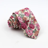 New Floral Tie For Men Skinny Casual Cotton Necktie For Wedding Casual Mens Neckties Classic Suits Flower Print Neck Ties Cravat 6