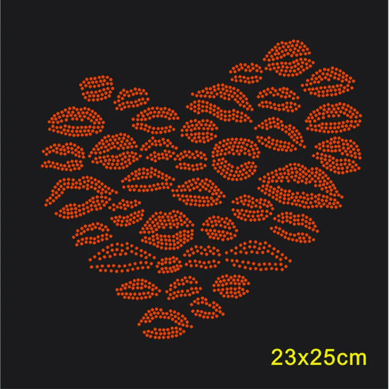 

Heart lip sticker hot fix rhinestone applique hot fix rhinestone transfer motifs designs iron on transfer patches for shirt