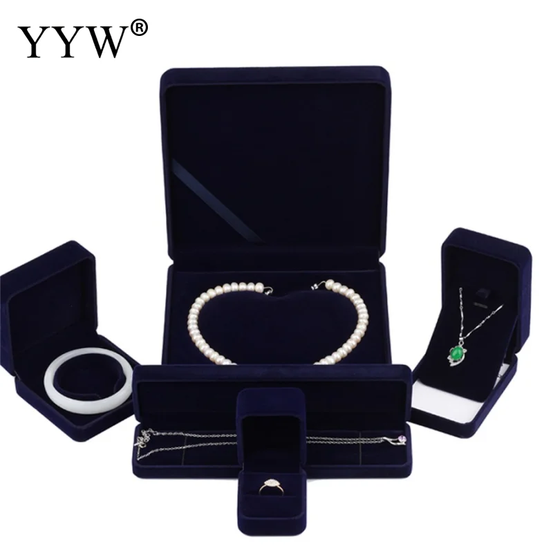 

Dark Puple Vintage Velvet Jewelry Set Box Display Packing Bag For Necklace Bracelet Earrings Plush Wedding Birthday Gift Box