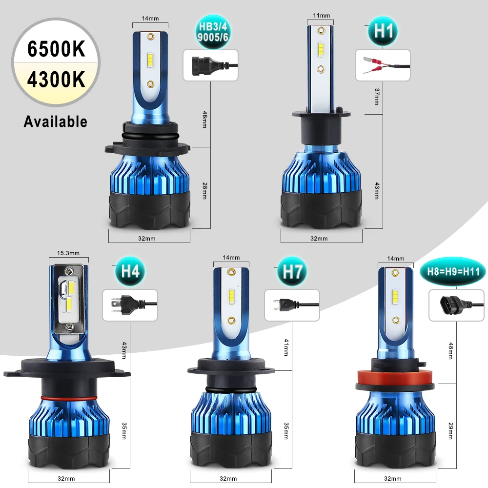 BraveWay H4 Led Headlight LED Bulb for Car Fog Light Bulb H1 H3 H7 LED H11 9005 9006 HB3 HB4 12000LM 12V Diode Lamps 4300K/6500K