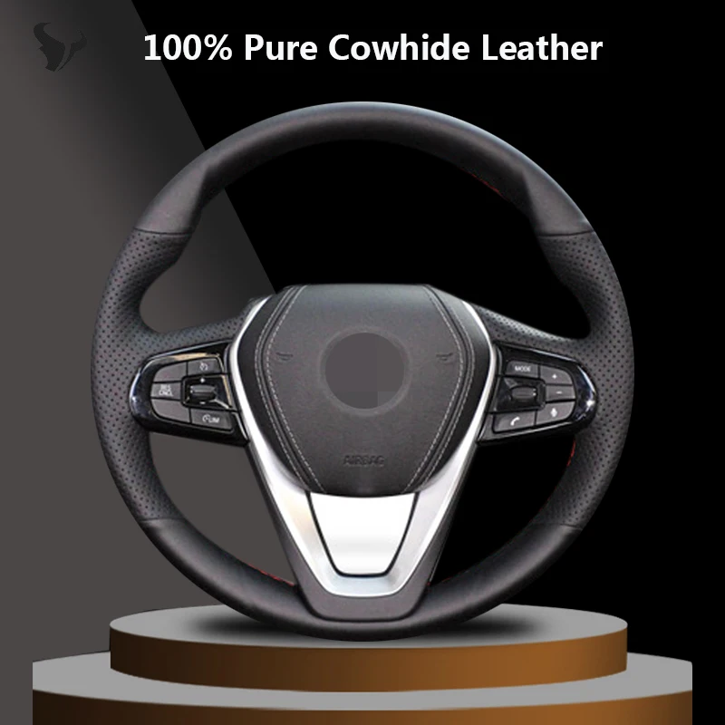 

Черный чехол на руль из натуральной кожи для BMW G30 530i 540i 520d 530e 2016-2018 G32 GT 630i 630d 2017-2018