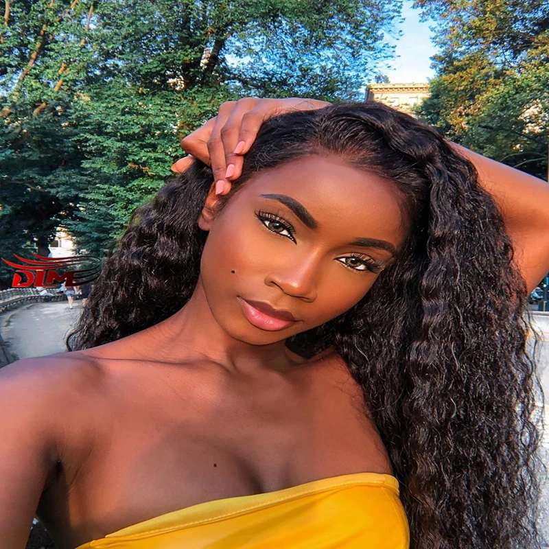 

DLME Synthetic Lace Front Wig With Natural Hairline Water Wave Wig with NaturalMiddle Part Heat Resistant Wigs For Black Women