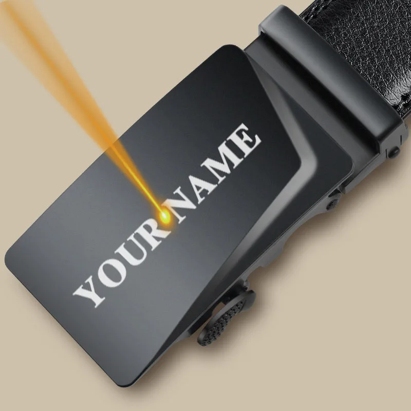 Engrave Name & Logo Personalized Automatic Buckle Leather Belts 130 140 150 160 170cm Large Plus Size Men Belt Father's Day Gift