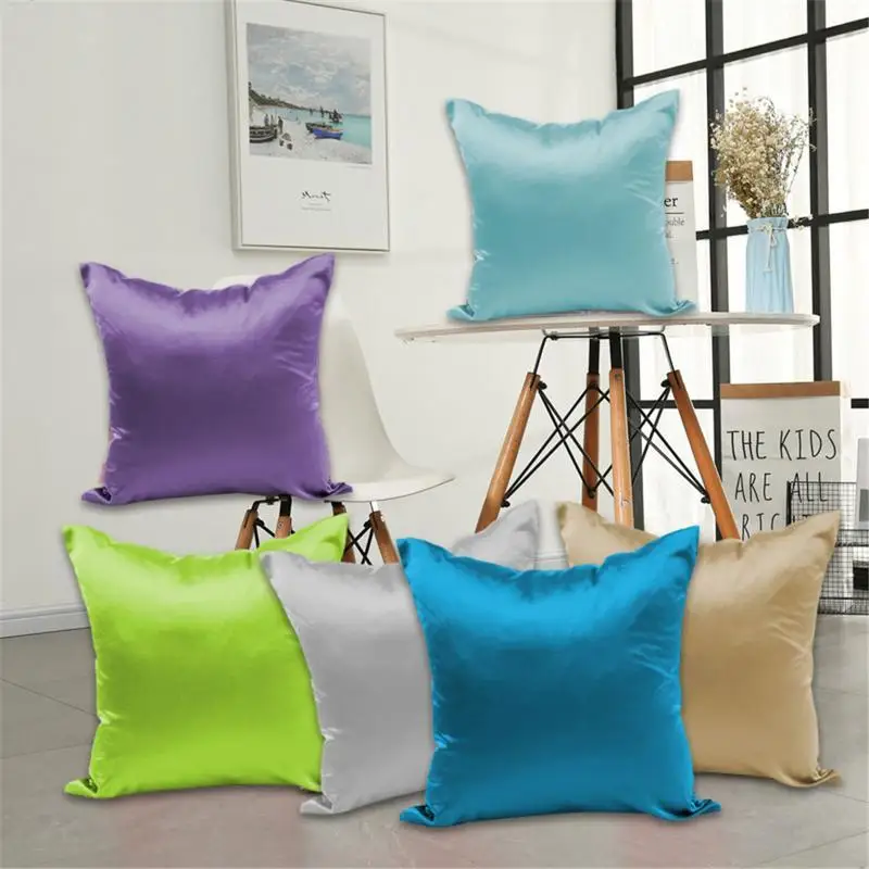 27 MultiColors Square Throw Pillowcase Silky Satin Cotton Linen Cushion Pillow Cases Cover Home Textile poszewki na poduszki