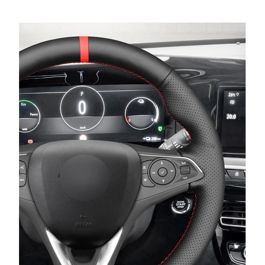 Black PU Artificial Leather Steering Wheel Cover for Opel Astra K Corsa F Combo E Grandland X Insignia CT Mokka Vauxhall Holden