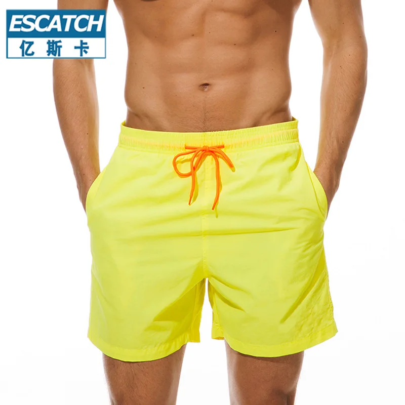 Summer Men\'s Solid Color Swimming Trunks Beach Shorts Fashion Breathable Men\'s Anti-friction Quick-drying Sports Running Shorts