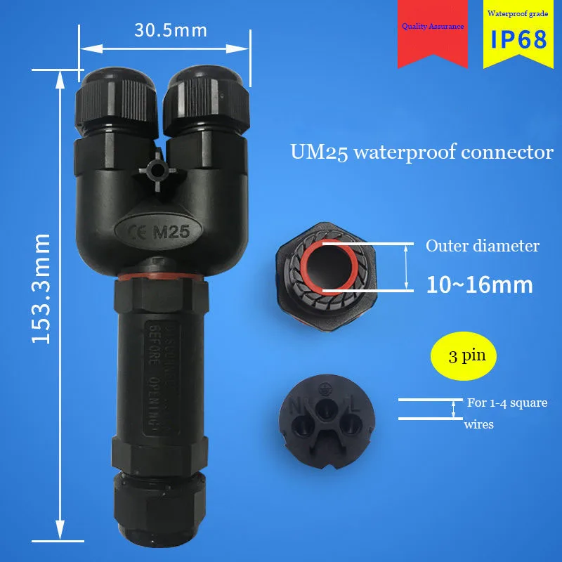 IP68 cable waterproof connector quick connector installation X/T/Y shape 3/4/5 pin cable outdoor DIY sealing sleeve connector