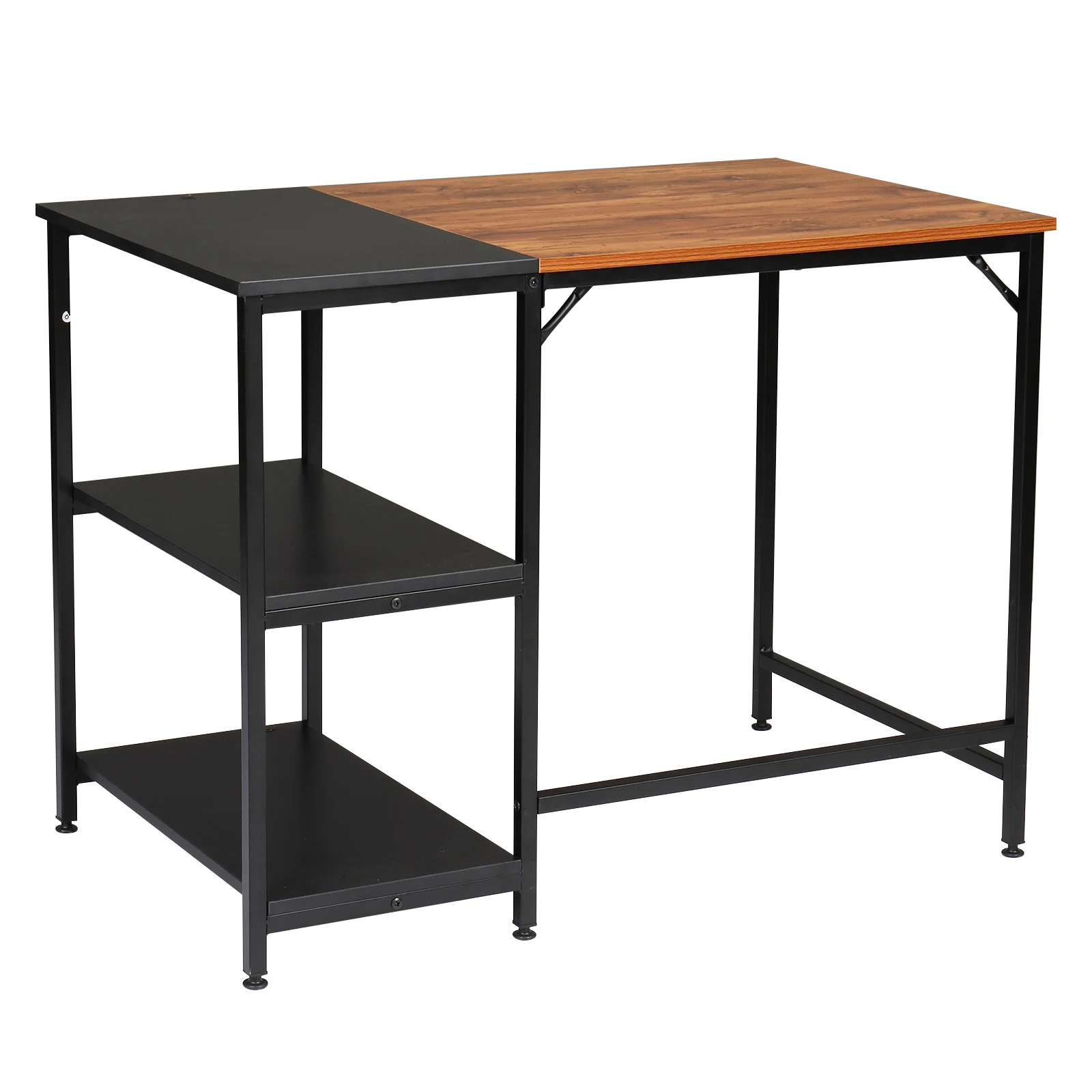 Desktop Computer Desk Study Table Office Table FCH  Retro Color Black Particleboard Paste Triamine Stitching Computer Desk