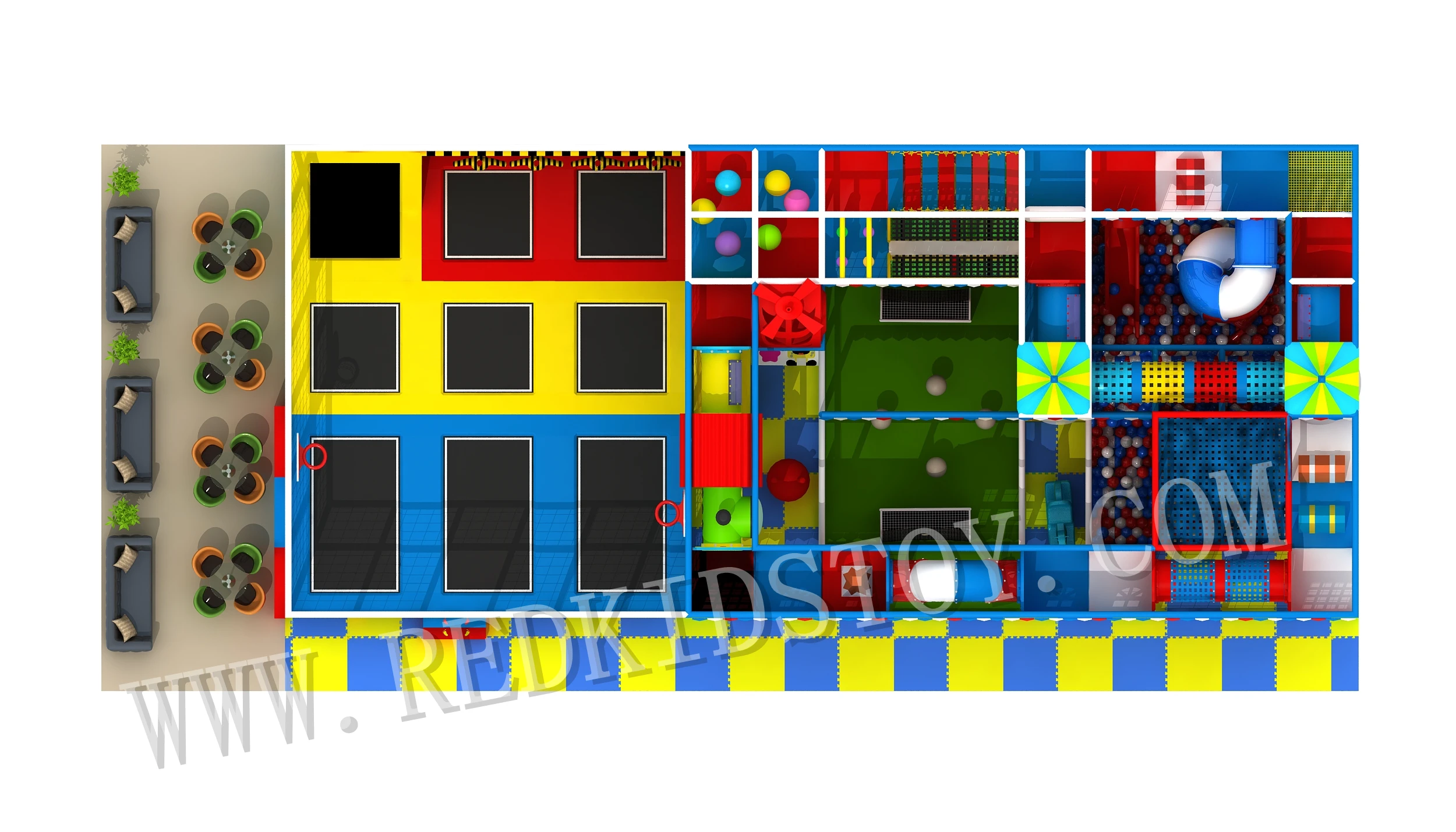 Multifunctional Commerical Indoor Playground Center With Trampoline Football Court&Ball Pool