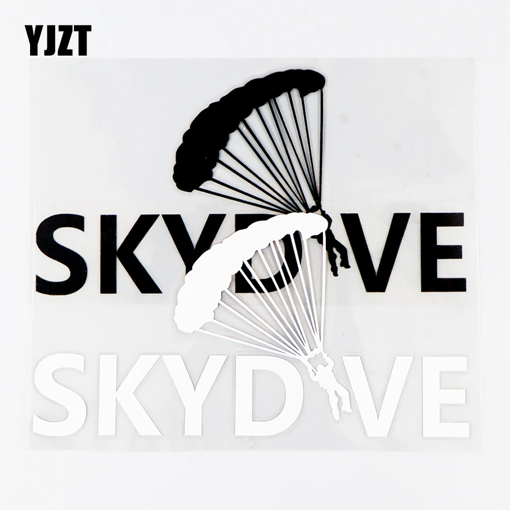 YJZT 16.7×8.5CM Skydiving Car Sticker Skydive Parachute Cool Vinyl Decals Black / Silver 10A-0620