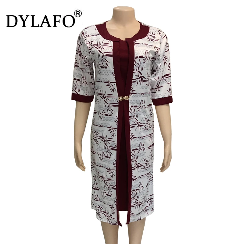 Two Piece Set Outfits Women African Clothes Print Long Coat Elegant Dress Suit Plus Size 3XL Dress Suit Office Lady